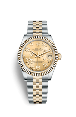 Rolex - 178273-0092  Datejust 31 Rolesor Yellow Fluted / Jubilee / Champagne Floral