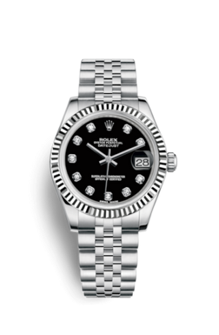 Rolex - 178274-0014  Datejust 31 Stainless Steel Fluted / Jubilee / Black - Diamond