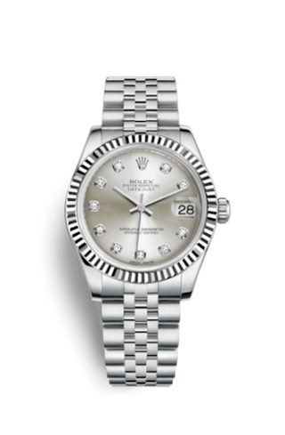 Rolex - 178274-0018  Datejust 31 Stainless Steel Fluted / Jubilee / Silver - Diamond