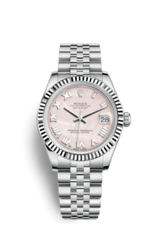 Rolex - 178274-0044  Datejust 31 Stainless Steel Fluted / Jubilee / Pink MOP Roman