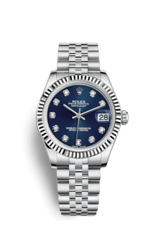 Rolex - 178274-0048  Datejust 31 Stainless Steel Fluted / Jubilee / Blue - Diamond