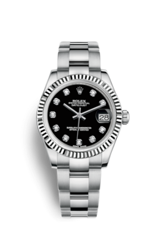 Rolex - 178274-0058  Datejust 31 Stainless Steel Fluted / Oyster / Black - Diamond