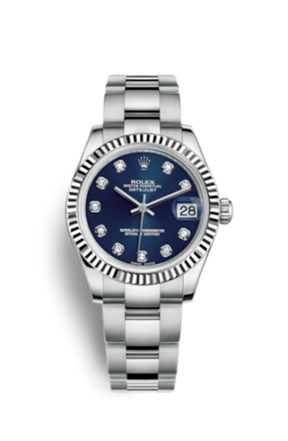 Rolex - 178274-0061  Datejust 31 Stainless Steel Fluted / Oyster / Blue - Diamond