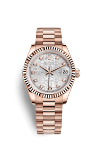 Rolex - 178275f-0001  Datejust 31 Everose Fluted / President / Silver Computer