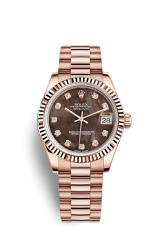 Rolex - 178275f-0003  Datejust 31 Everose Fluted / President / Black MOP