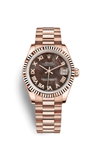 Rolex - 178275f-0004  Datejust 31 Everose Fluted / President / Black MOP Roman