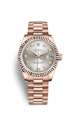 Rolex - 178275f-0005  Datejust 31 Everose Fluted / President / Silver Diamond