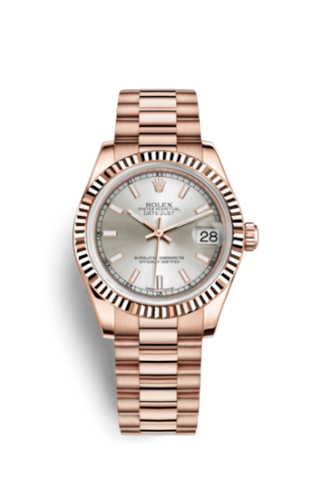 Rolex - 178275f-0018  Datejust 31 Everose Fluted / President / Silver