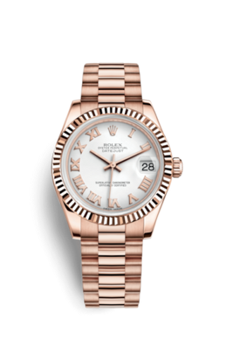 Rolex - 178275f-0028  Datejust 31 Everose Fluted / President / White Roman