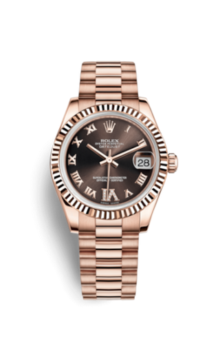 Rolex - 178275f-0031  Datejust 31 Everose Fluted / President / Chocolate Roman