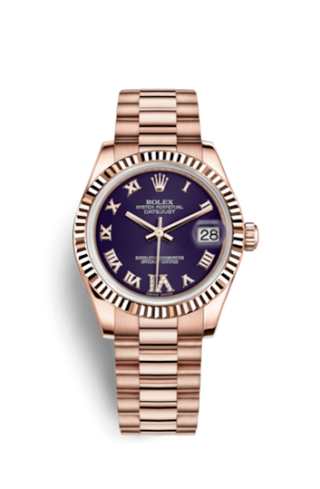 Rolex - 178275f-0033  Datejust 31 Everose Fluted / President / Purple Roman