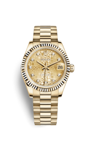 Rolex - 178278-0021  Datejust 31 Yellow Gold Fluted / President / Champagne Computer