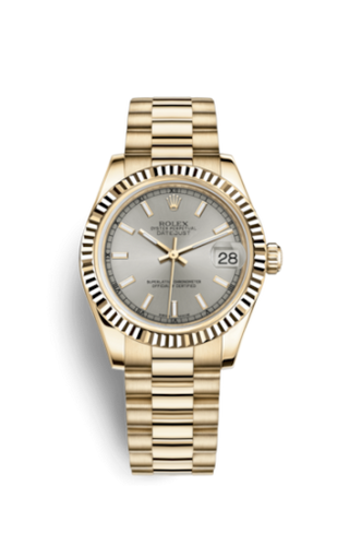 Rolex - 178278-0028  Datejust 31 Yellow Gold Fluted / President / Silver