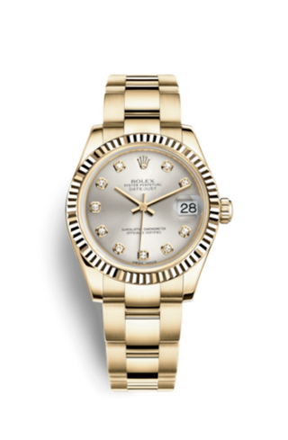 Rolex - 178278-0037  Datejust 31 Yellow Gold Fluted / Oyster / Silver Diamond