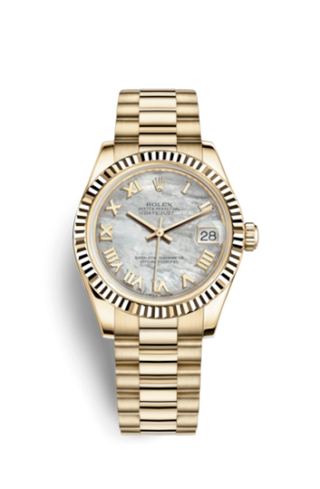 Rolex - 178278-0038  Datejust 31 Yellow Gold Fluted / President / MOP Roman