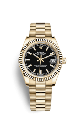 Rolex - 178278-0068  Datejust 31 Yellow Gold Fluted / President / Black