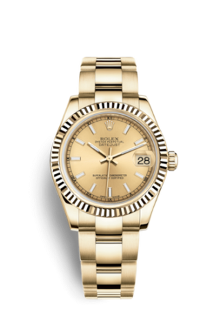 Rolex - 178278-0070  Datejust 31 Yellow Gold Fluted / Oyster / Champagne