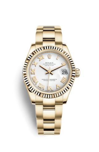 Rolex - 178278-0097  Datejust 31 Yellow Gold Fluted / Oyster / White Roman