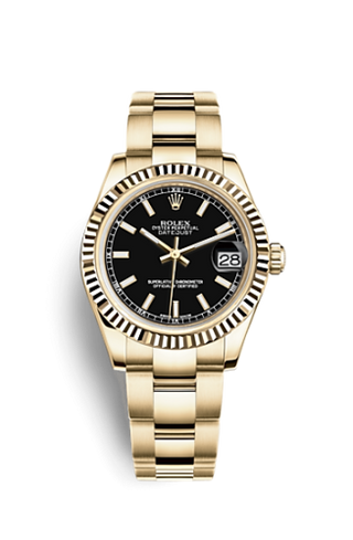 Rolex - 178278-0106  Datejust 31 Yellow Gold Fluted / Oyster / Black