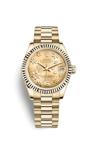 Rolex - 178278-0119  Datejust 31 Yellow Gold Fluted / President / Champagne Floral