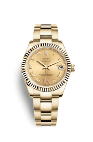 Rolex - 178278-0133  Datejust 31 Yellow Gold Fluted / Oyster / Champagne Roman