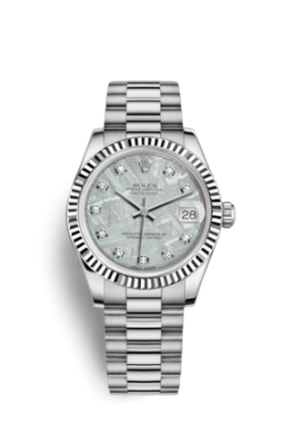 Rolex - 178279-0008  Datejust 31 White Gold Fluted / President / Meteorite