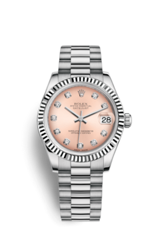 Rolex - 178279-0036  Datejust 31 White Gold Fluted / President / Pink Diamond