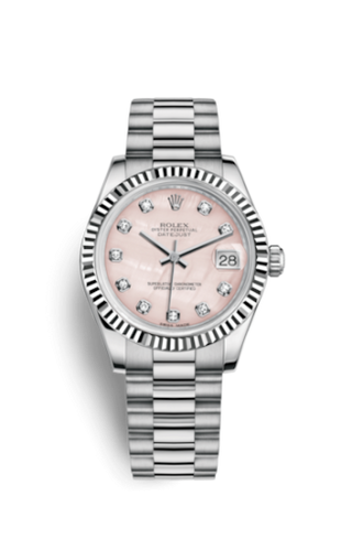 Rolex - 178279-0043  Datejust 31 White Gold Fluted / President / Pink MOP