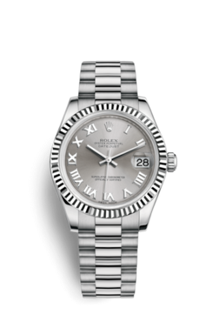 Rolex - 178279-0047  Datejust 31 White Gold Fluted / President / Rhodium Roman