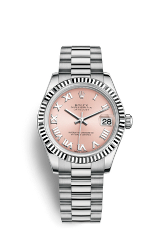 Rolex - 178279-0068  Datejust 31 White Gold Fluted / President / Pink  Roman