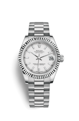 Rolex - 178279-0079  Datejust 31 White Gold Fluted / President / White