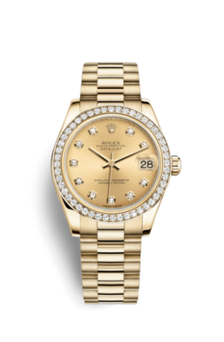 Rolex - 178288-0007  Datejust 31 Yellow Gold Diamond / President / Champagne Diamond