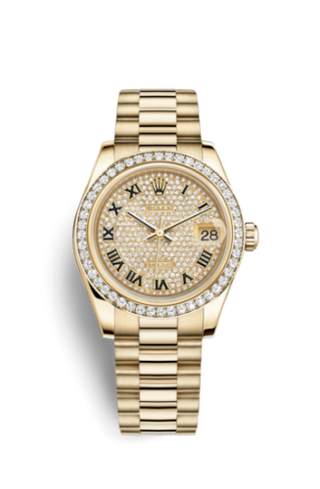 Rolex - 178288-0032  Datejust 31 Yellow Gold Diamond / President / Paved Roman