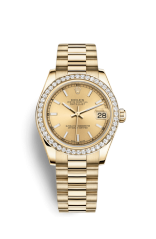 Rolex - 178288-0046  Datejust 31 Yellow Gold Diamond / President / Champagne