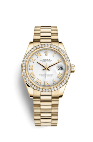 Rolex - 178288-0048  Datejust 31 Yellow Gold Diamond / President / White Roman