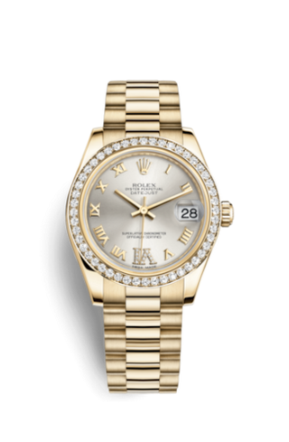 Rolex - 178288-0056  Datejust 31 Yellow Gold Diamond / President / Silver Roman