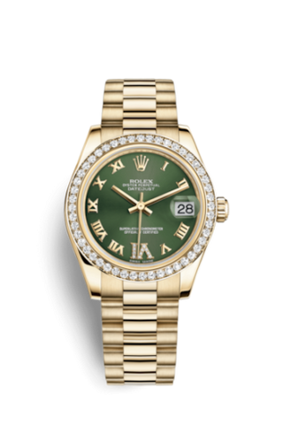 Rolex - 178288-0057  Datejust 31 Yellow Gold Diamond / President / Olive Roman