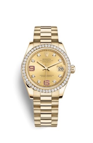 Rolex - 178288-0063  Datejust 31 Yellow Gold Diamond / President / Champagne Diamonds Rubies