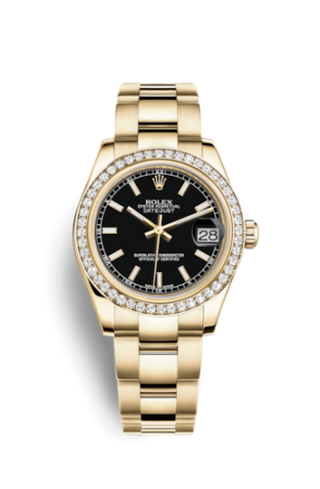 Rolex - 178288-0075  Datejust 31 Yellow Gold Diamond / Oyster / Black