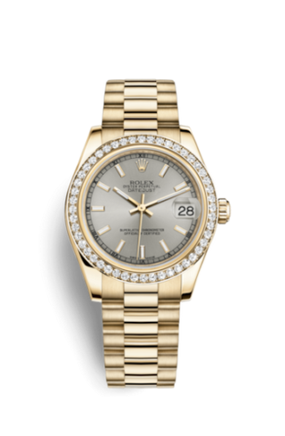 Rolex - 178288-0076  Datejust 31 Yellow Gold Diamond / President / Silver