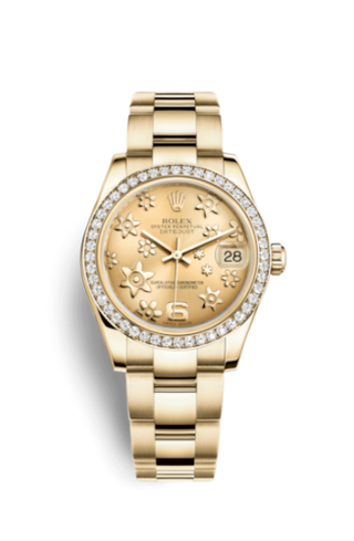 Rolex - 178288-0086  Datejust 31 Yellow Gold Diamond / Oyster / Champagne Floral