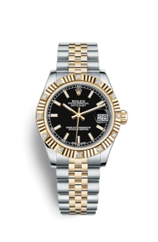 Rolex - 178313-0001  Datejust 31 Rolesor Yellow Fluted Diamond / Jubilee / Black