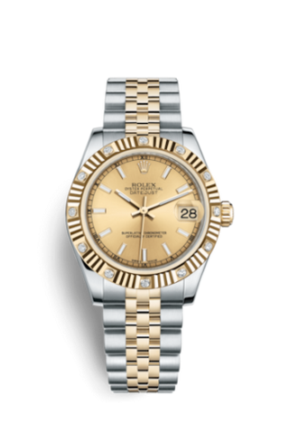 Rolex - 178313-0006  Datejust 31 Rolesor Yellow Fluted Diamond / Jubilee / Champagne