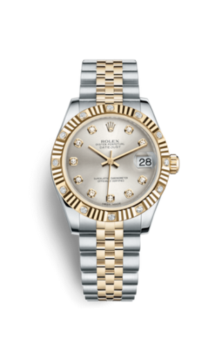 Rolex - 178313-0027  Datejust 31 Rolesor Yellow Fluted Diamond / Jubilee / Silver Diamond