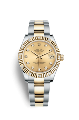 Rolex - 178313-0041  Datejust 31 Rolesor Fluted Diamond / Oyster / Champagne Diamond