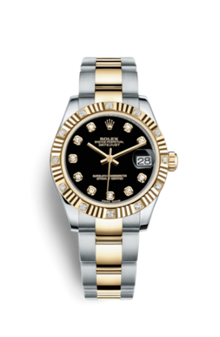 Rolex - 178313-0043v  Datejust 31 Rolesor Fluted Diamond / Oyster / Black Diamond