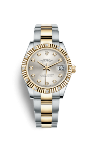 Rolex - 178313-0051  Datejust 31 Rolesor Yellow Fluted Diamond / Oyster / Silver Diamond