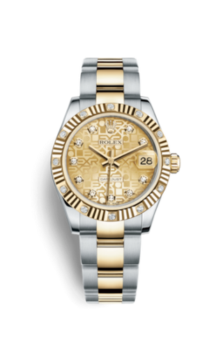 Rolex - 178313-0056  Datejust 31 Rolesor Yellow Fluted Diamond / Oyster / Champagne Computer