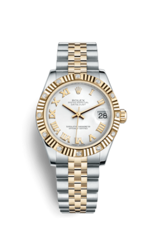 Rolex - 178313-0062  Datejust 31 Rolesor Yellow Fluted Diamond / Jubilee / White Roman