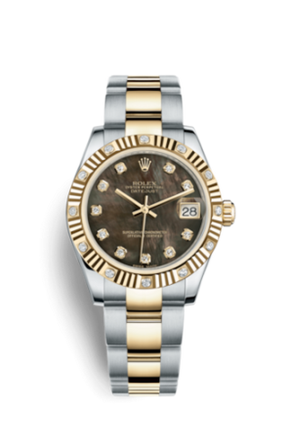 Rolex - 178313-0064  Datejust 31 Rolesor Yellow Fluted Diamond / Oyster / Black MOP